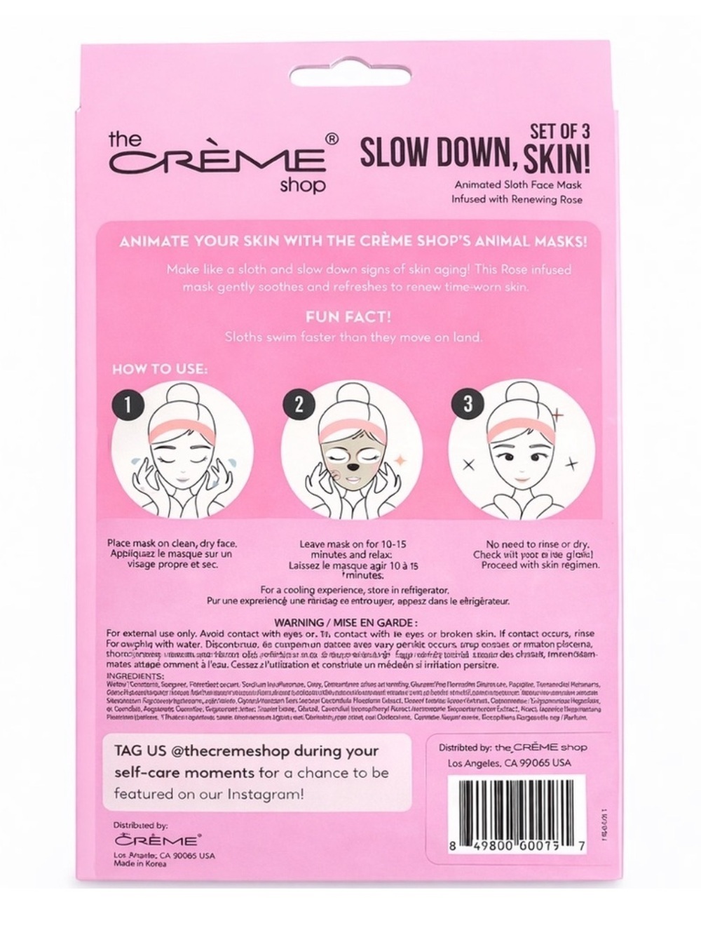 🫧 2/35$ K-Beauty • NWT Korean Skincare Sloth Face Masks Set of 3 Sheets - Picture 2 of 3
